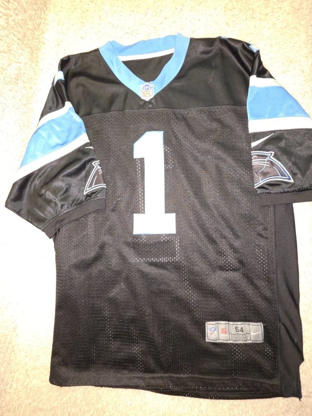 Carolina Panthers Cam Newton Nike Jersey Men’s Size 54 Black Stitched On Field